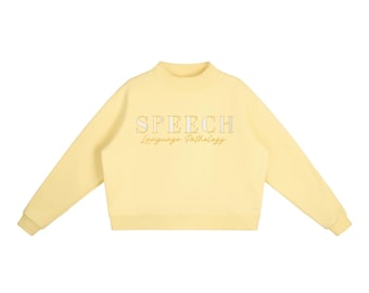 Speech Language Pathology Mockneck Sweatshirt – Cozy SLP Crewneck – Gift for Speech Therapist – Grad School SLP Sweatshirt – SLP Aesthetic P