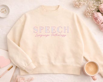 Speech Language Pathology Sweatshirt – SLP Mockneck – Gift for Speech Therapist – SLP Crewneck – Trendy Therapy Sweatshirt- Polka dots