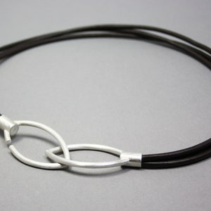 Black leather straps with 925 silver clasp three lengths