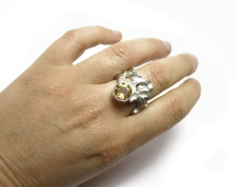 シトリンリング 925 シルバー ヴィンテージ 18.7 mm サイズ 58 ギフト