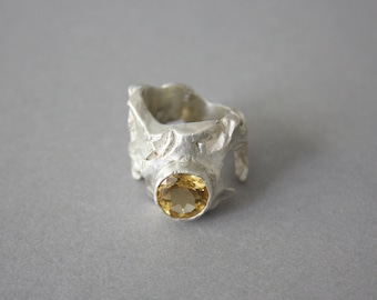 シトリンリング 925 シルバー ヴィンテージ 18.7 mm サイズ 58 ギフト