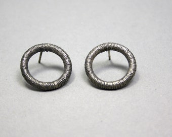 Circle earrings blackened 925 silver