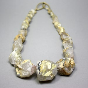 Necklace made of rutilated quartz 925 silver gold plated