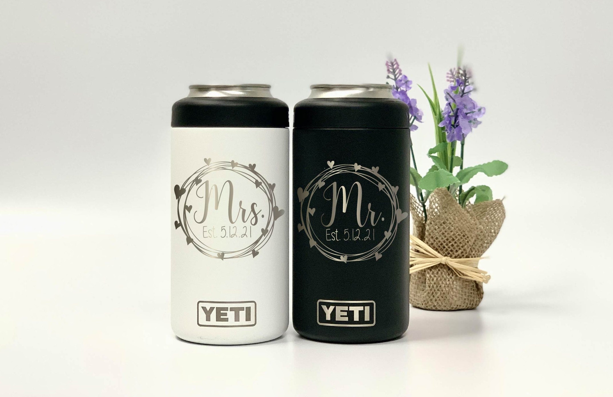 YETI Mr and Mrs , Colster, Bride and Groom, Engraved Yeti, Colster- Y…