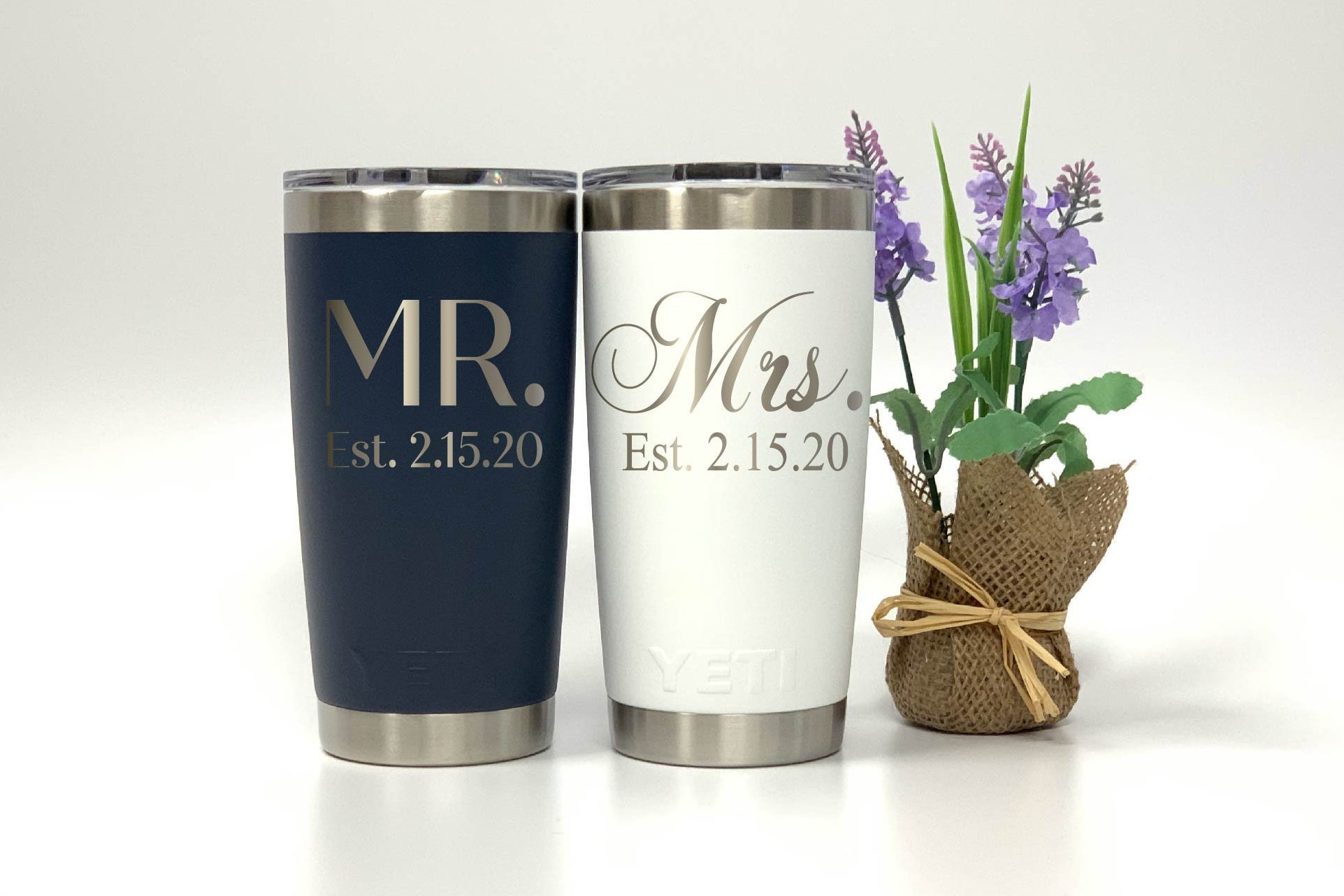 YETI Mr and Mrs Yeti, Bride and Groom Tumblers, Engraved 20 Oz. Tumbl…