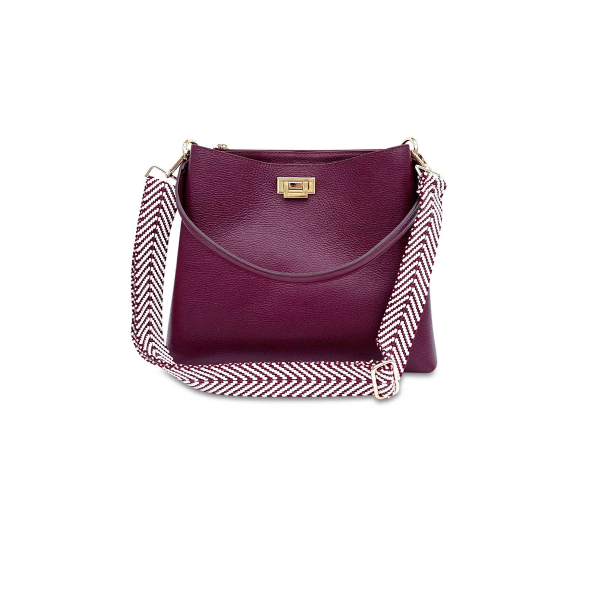 Plum leather top tote bag