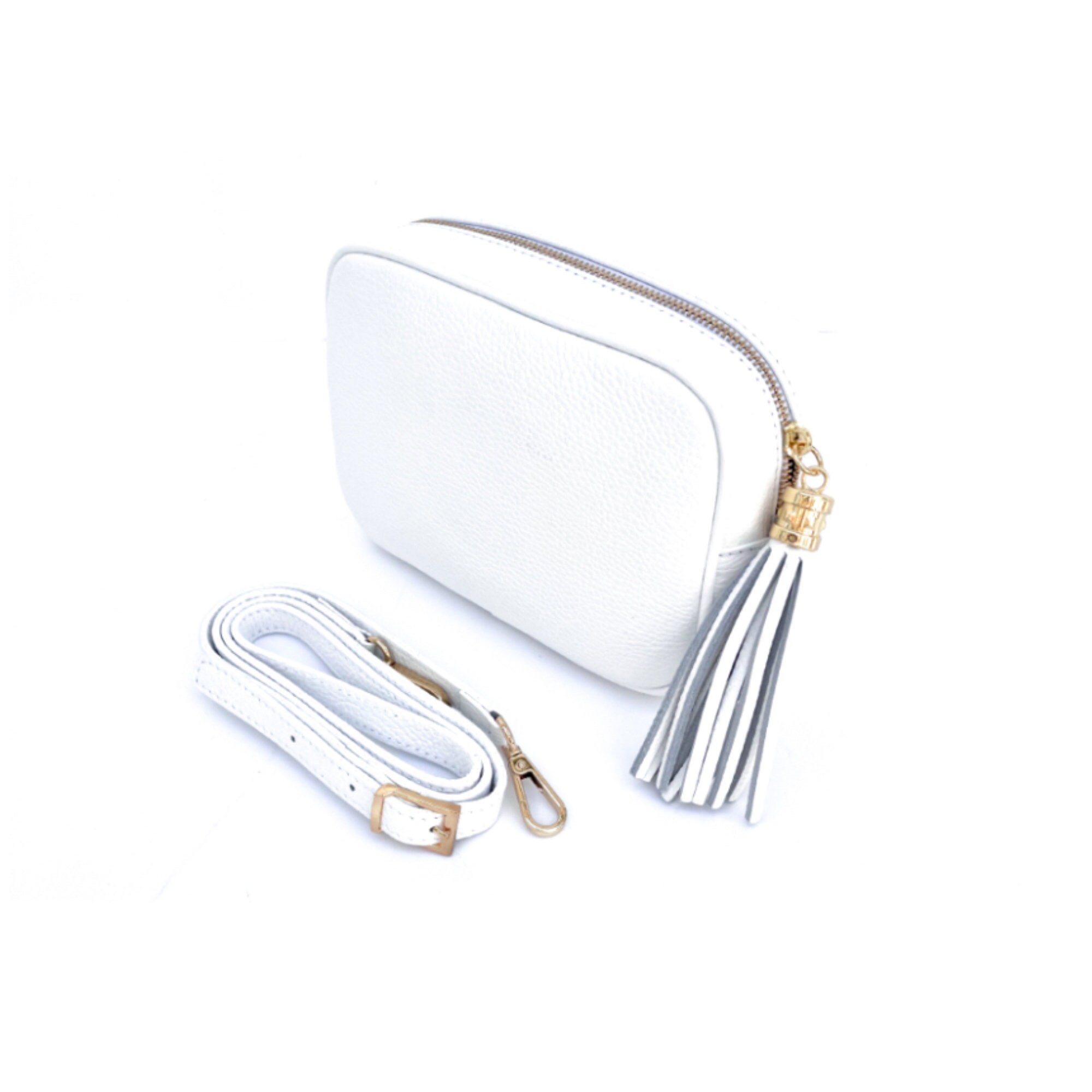 White Leather CrossBody Bag Etsy.de