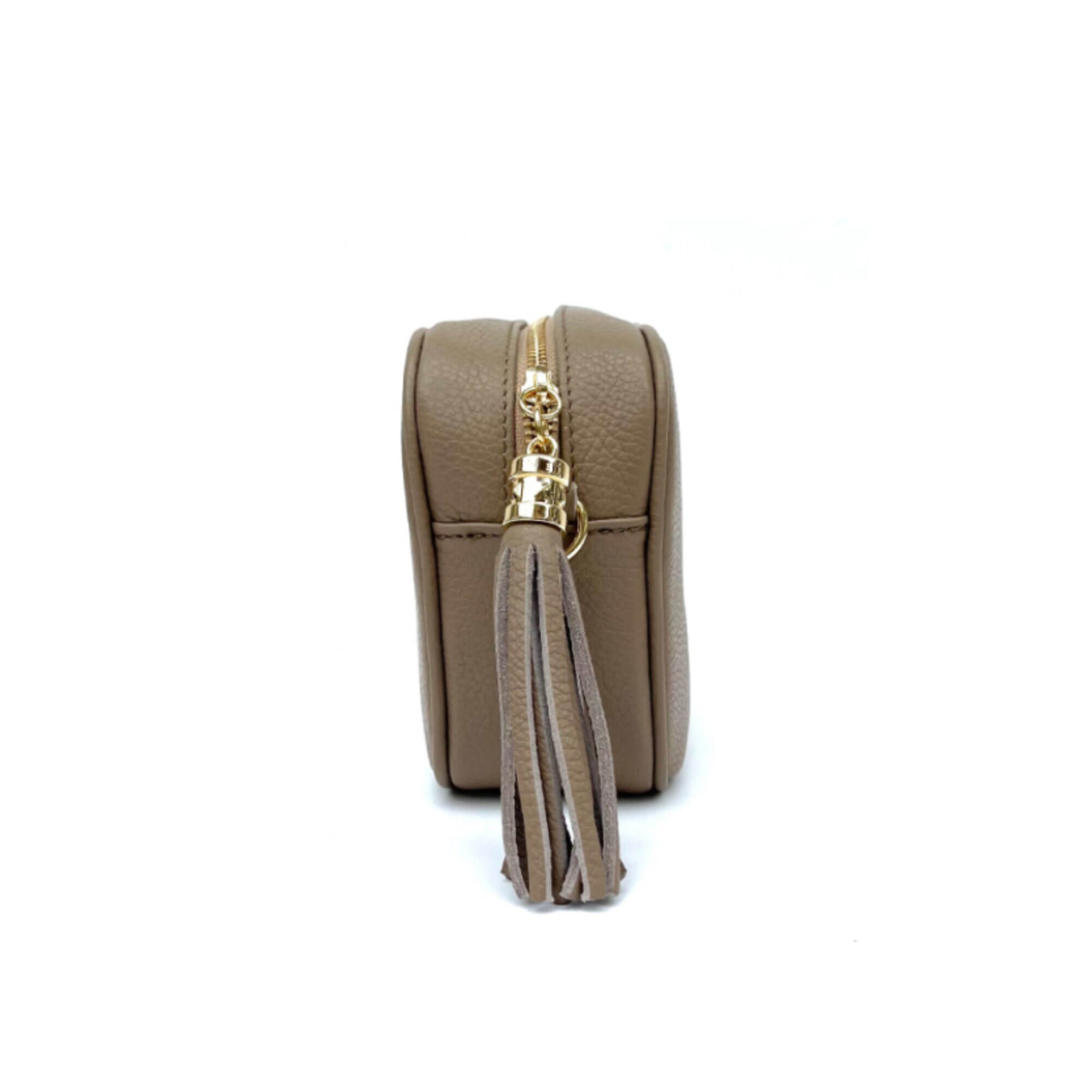 Taupe Leather CrossBody Bag With Gold Chain Strap Etsy