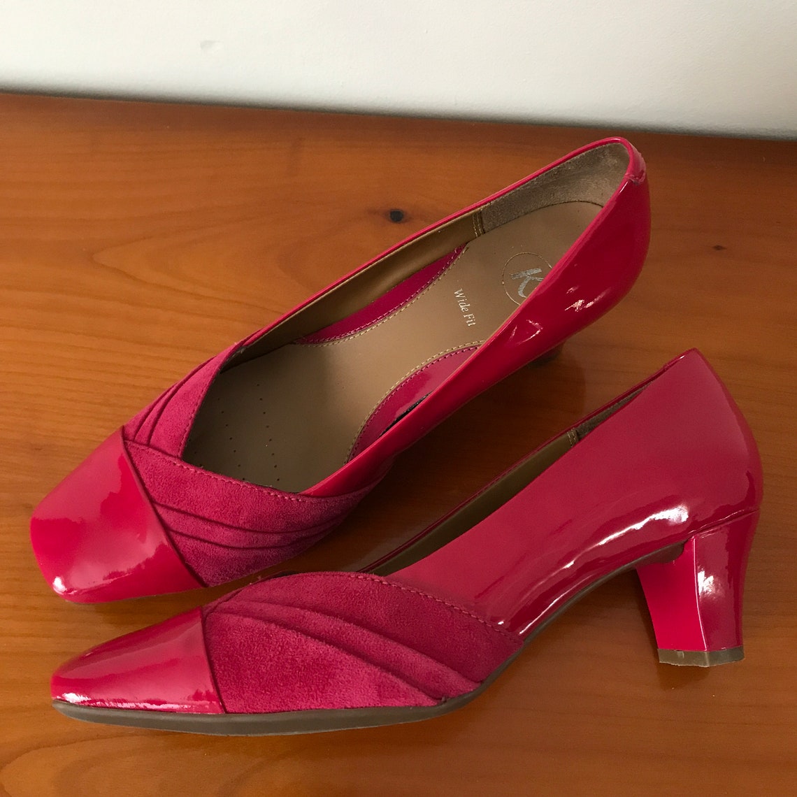 Cerise Pink two tone wide fit Court K Shoes | Etsy