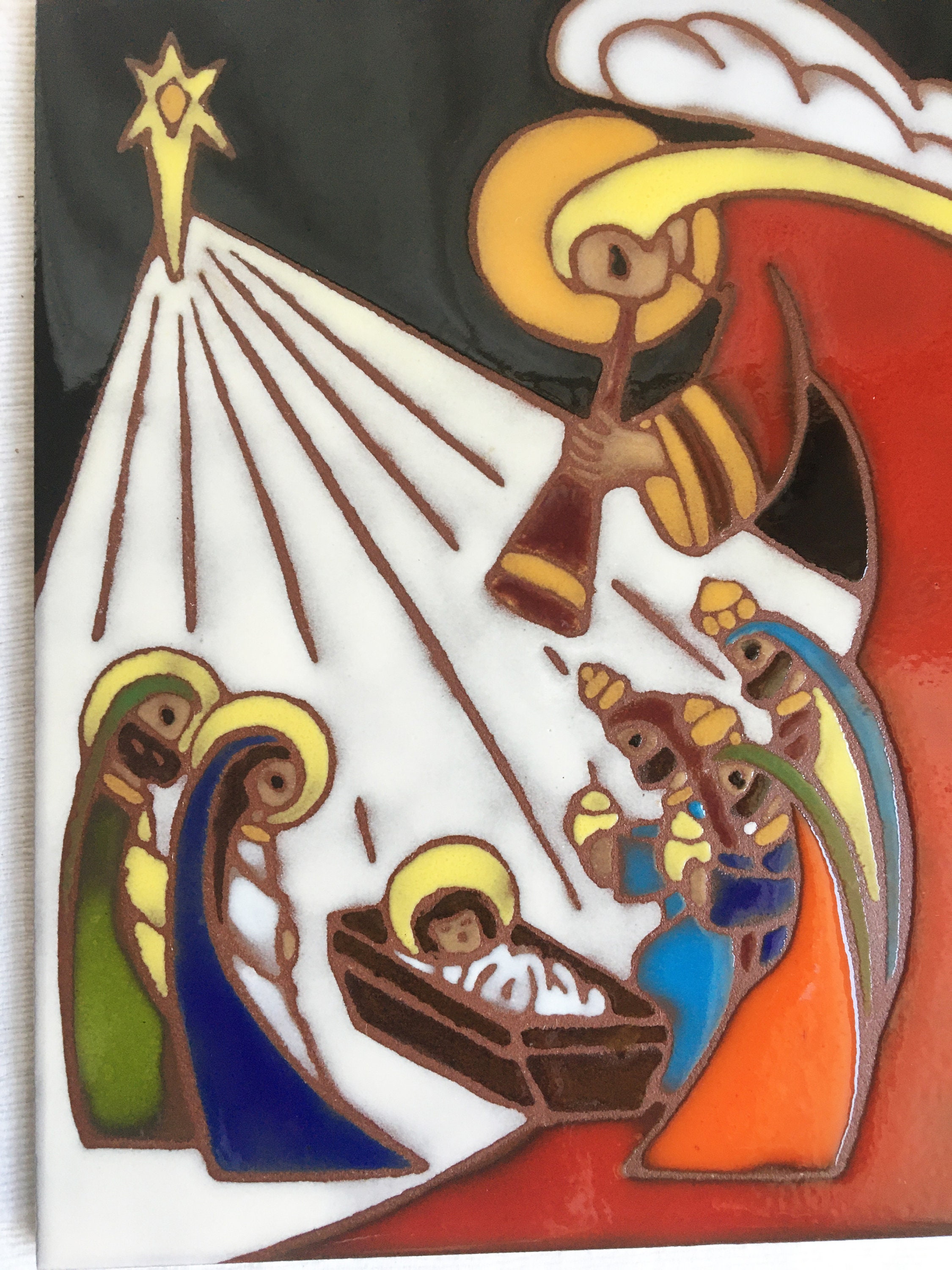 Signed Jennifer Roche Nativity Tile Trivet Three Kings Jesus Etsy