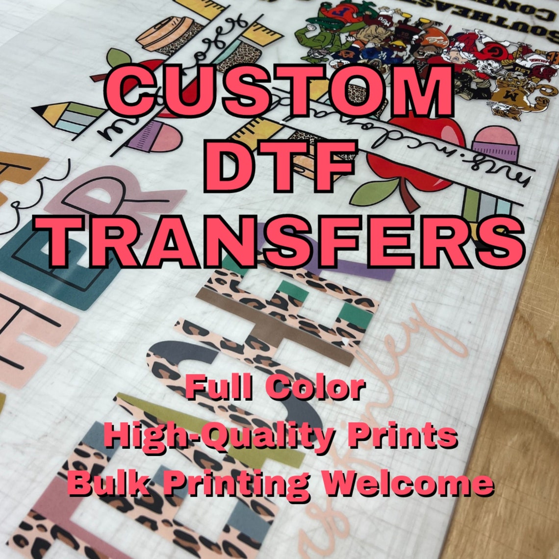 Custom DTF Transfers Full Color Heat Transfer Wholesale Etsy