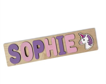 Unicorn Name Puzzle, Custom Wooden Toy, Girl Nursery Decor