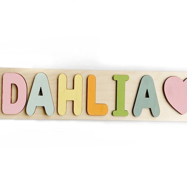 Heart Custom Name Puzzle, Wooden Puzzle, Baby Shower - Birthday Gift,