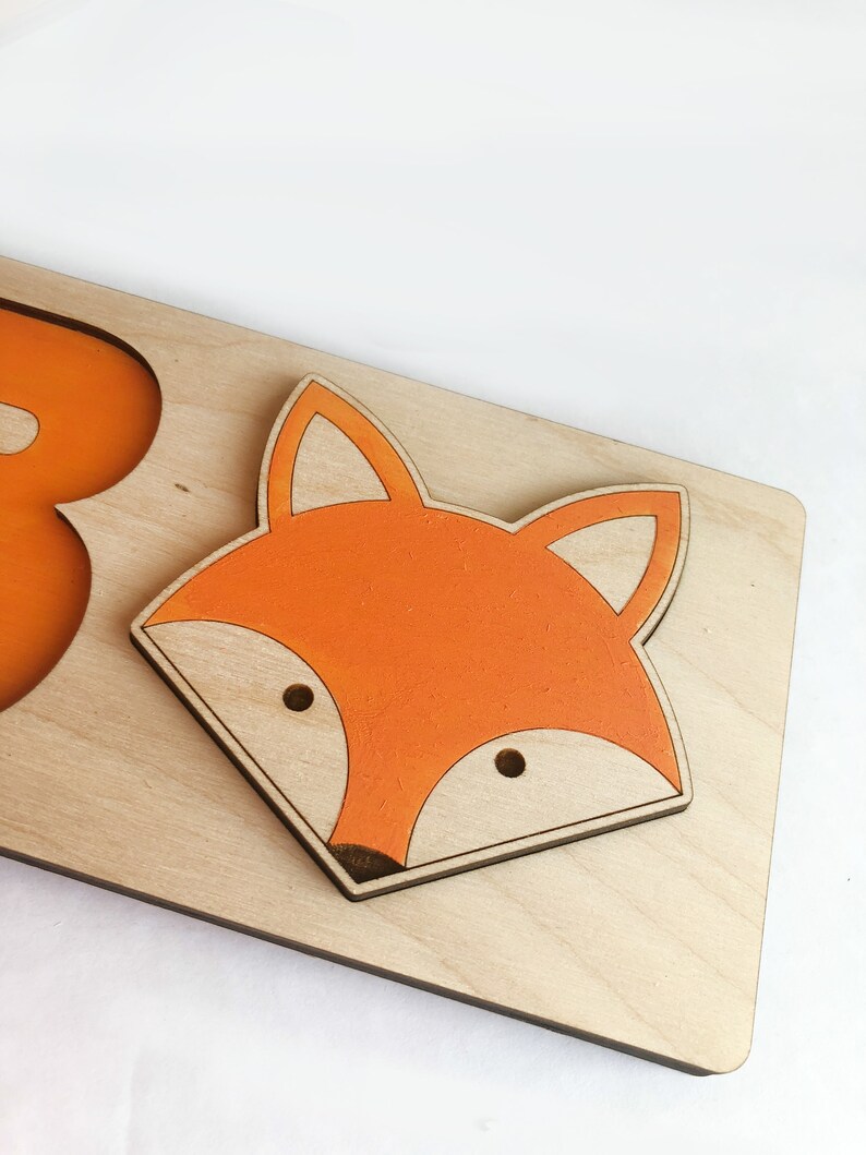 Fox Custom Name Puzzle Wooden Puzzle Baby Shower Birthday ...