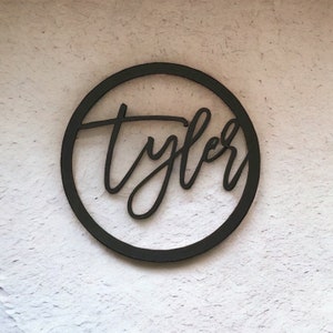Custom name cut out round wooden wall decor, Laser cut names nursery signs, Personalized baby room name sign, Nursery wall art