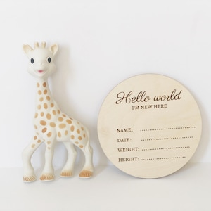 Birth Announcement Wood Name Sign, Hello World Baby Name Wood Engraved Plaque, Birth Stats Sign, Newborn Photo Prop, Custom baby name reveal