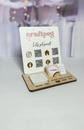 Custom Logo Social Media & Square Reader Holder Booth Display Market Stand Acrylic Wood Sign - QR CODE Small Business Shop Info Marketing