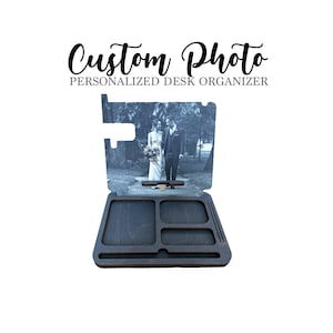 Custom Photo Personalized Docking Station, Desk Organizer,  Phone Stand, Charging Station, gift for men with optional apple watch dock