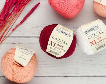 Gazzal Baby Cotton XL, (29 different colors) Thick Cotton Yarn, Knitting Yarn, Crochet Yarn, Baby Yarn, Gazzal Yarn, Hypoallergenic Yarn