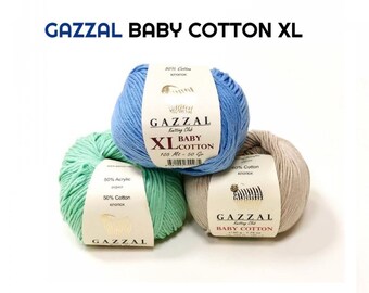 Gazzal Baby Cotton XL, (29 different colors) Thick Cotton Yarn, Knitting Yarn, Crochet Yarn, Baby Yarn, Gazzal Yarn, Hypoallergenic Yarn