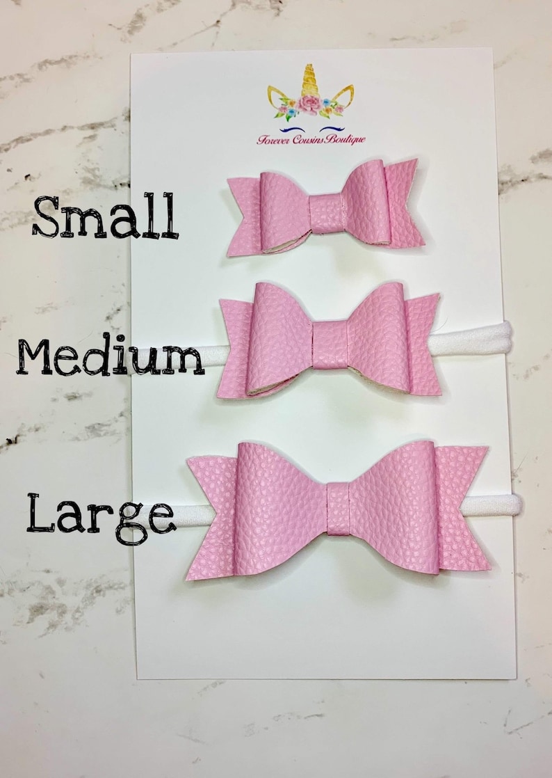 Solid Colored Faux Leather Hair Bow