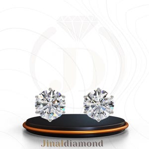 Classic 4CT Round Moissanite Stud Earrings | 6-Prong 925 Silver 10K/14K/18K Gold | Conical Back Setting | Everyday wear Jewelry Gift for Her