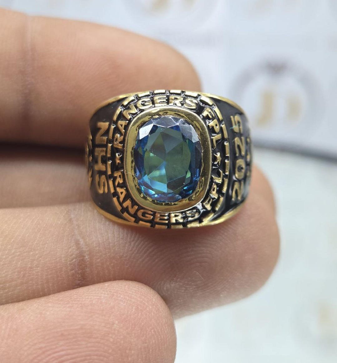 Custom High School College Class Ring for Men, Gold Tone School Ring ...