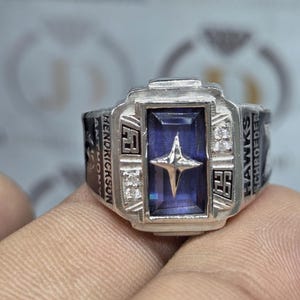 Rectangle Birthstone High School Class Ring in 925 Sterling Silver | CZ Stone Customized Graduation Ring | College & University Ring