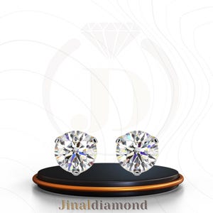 Women&#39;s Round 2CT Moissanite Stud Earrings | Handmade 3-Prong Halo Setting | Everyday wear 10K/14K/18K Solid Gold | Anniversary Gift for Her