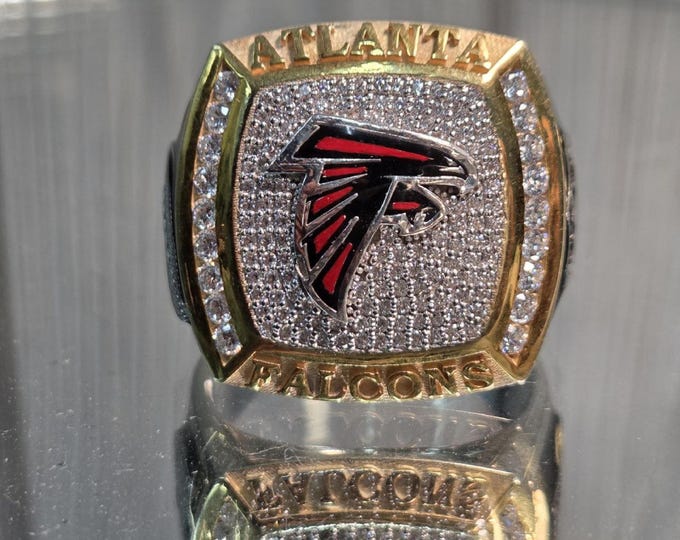 Featured listing image: Atlanta Football Championship Style Ring, Iced Out Fan Ring, Gold Silver Statement Ring, Sports Fan Jewelry Gift for Men
