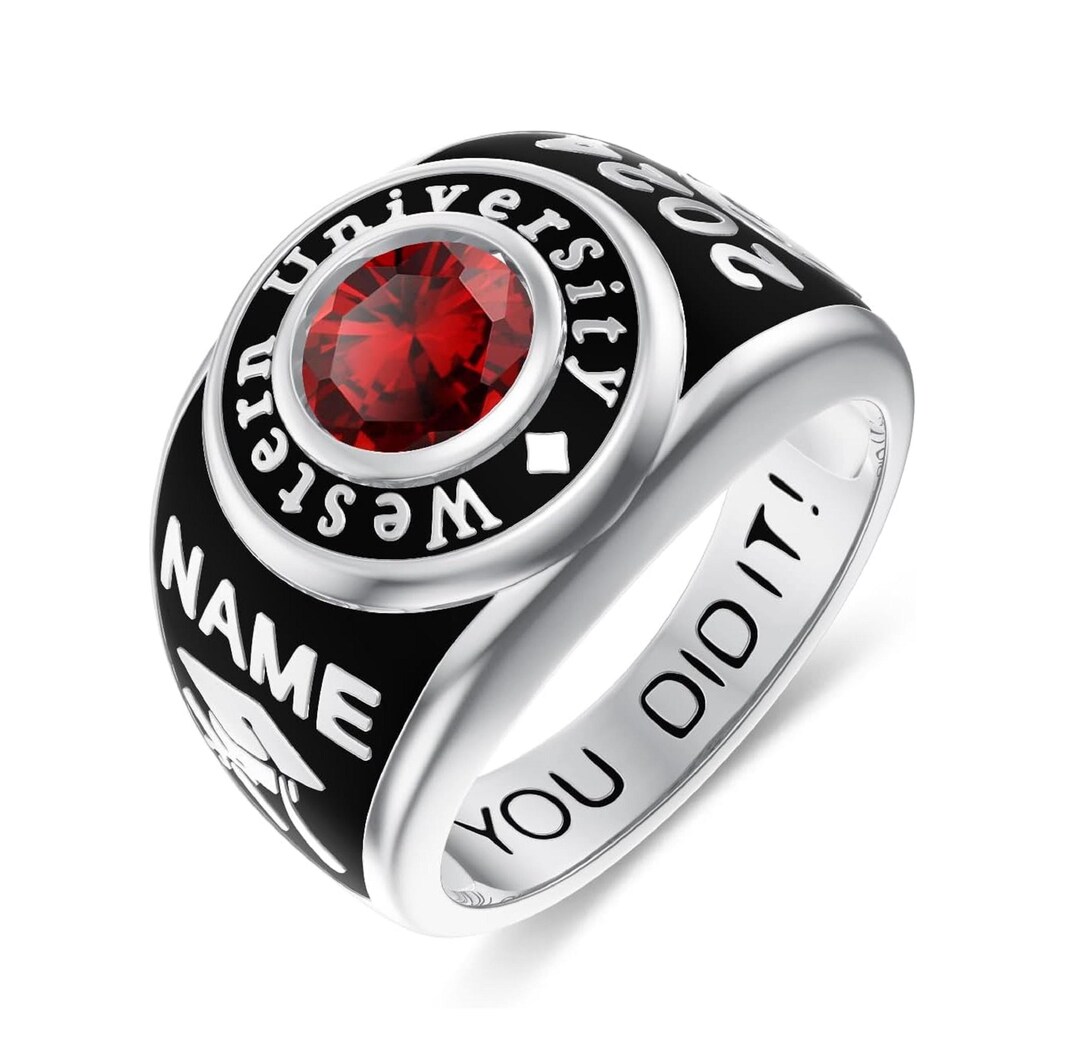 Fully Personalized Men’s Traditional Class Ring | Custom Round ...