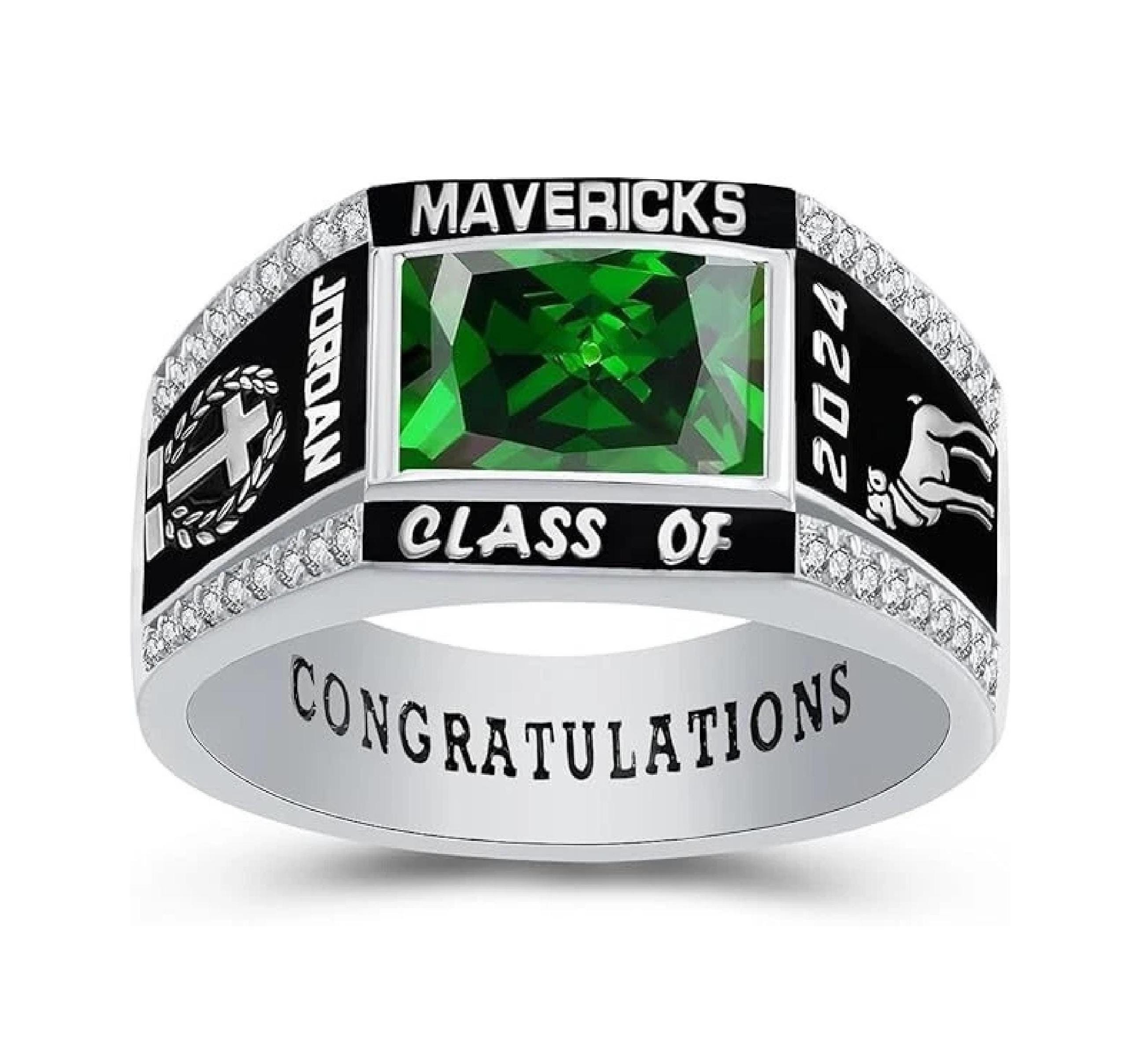 Fully Personalized University Class Ring | Graduation Gift for Men and Women | Custom Name, Year & Gemstone | Handmade 925 Silver Ring