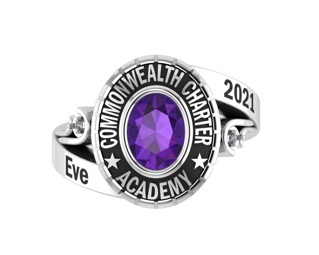 Custom Women’s School Class Ring 2021 – Engraved Name Graduation Ring ...