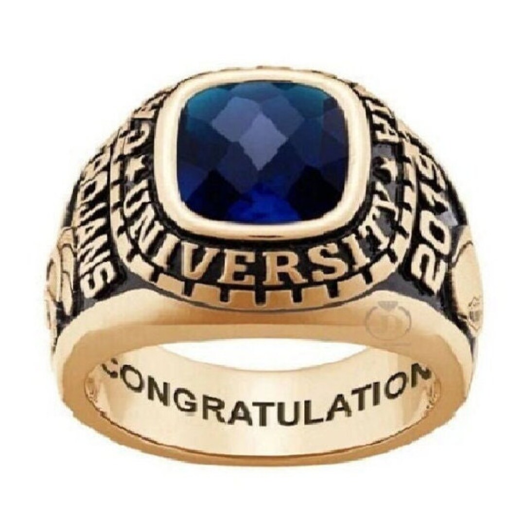 Custom Class Ring, Men's Birthstone and Diamond Accent Class Ring 1 ...