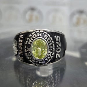 Men and Women Senior Students Class Ring 2025 – Birthstone 925 Sterling Silver Custom Graduation Ring – Handmade High School Class Ring
