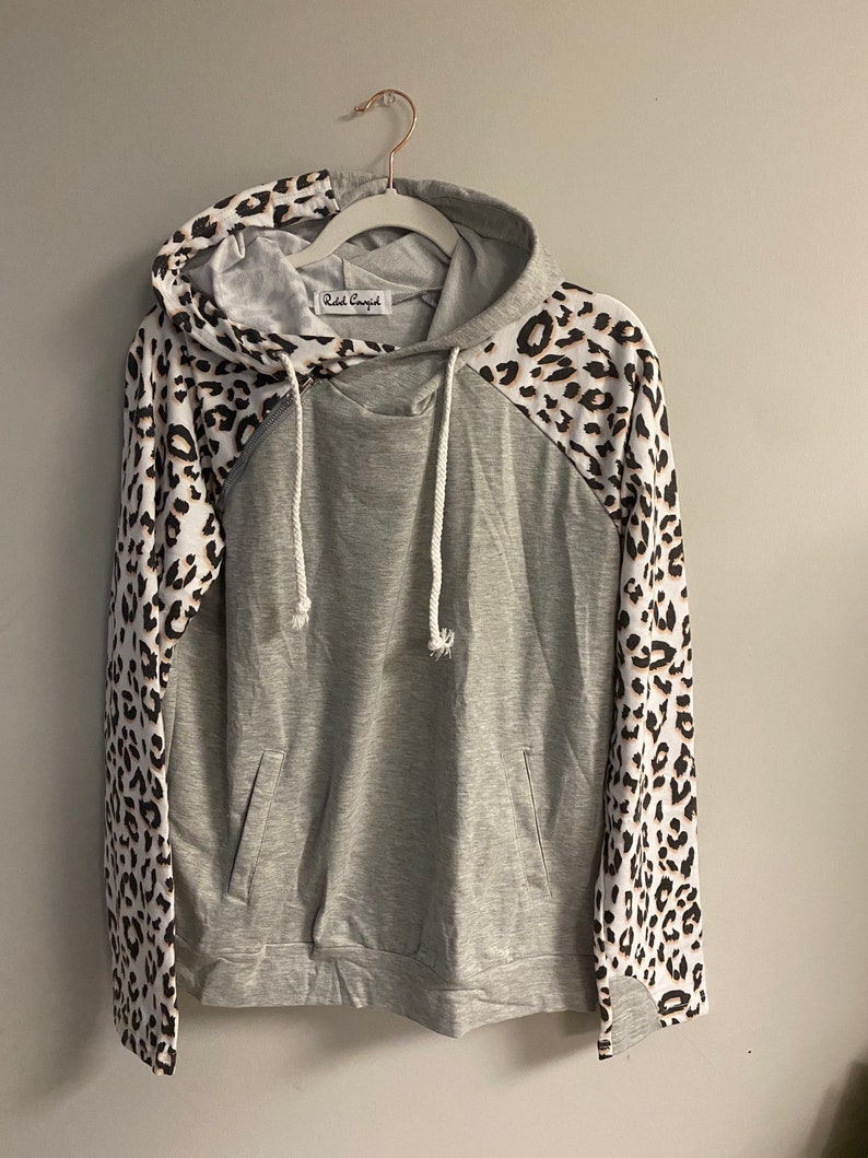 Snow leopard hoodie with zipper Etsy