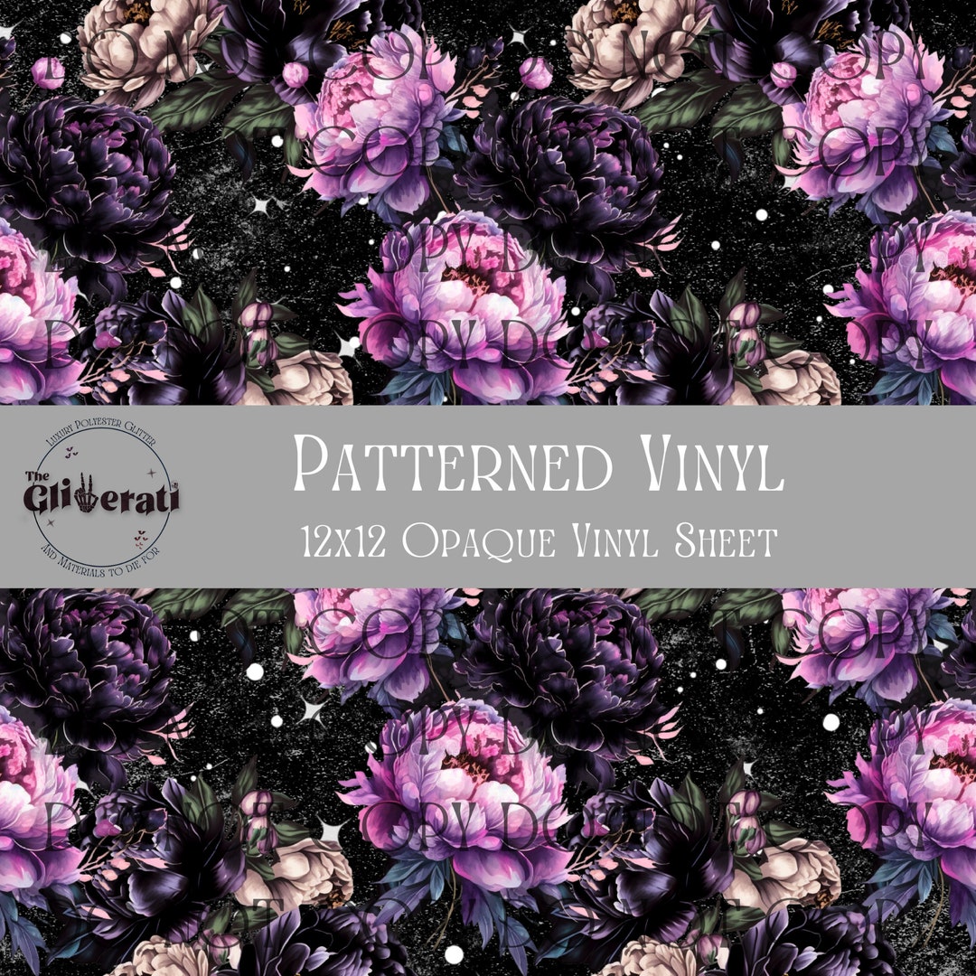 Dark Floral Opaque Vinyl Sheet Adhesive Vinyl Sheet, Printed Vinyl ...
