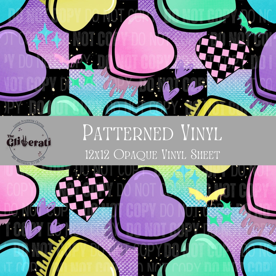 Pastel Hearts Opaque Vinyl Sheet Adhesive Vinyl Sheet Printed Vinyl ...
