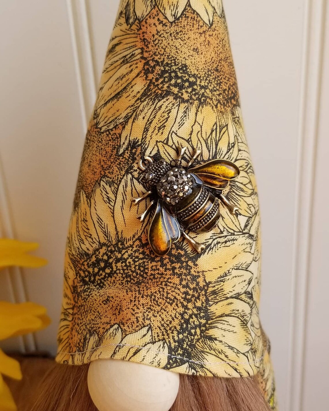 Handmade sunflower and bee gnome tomte  etsy