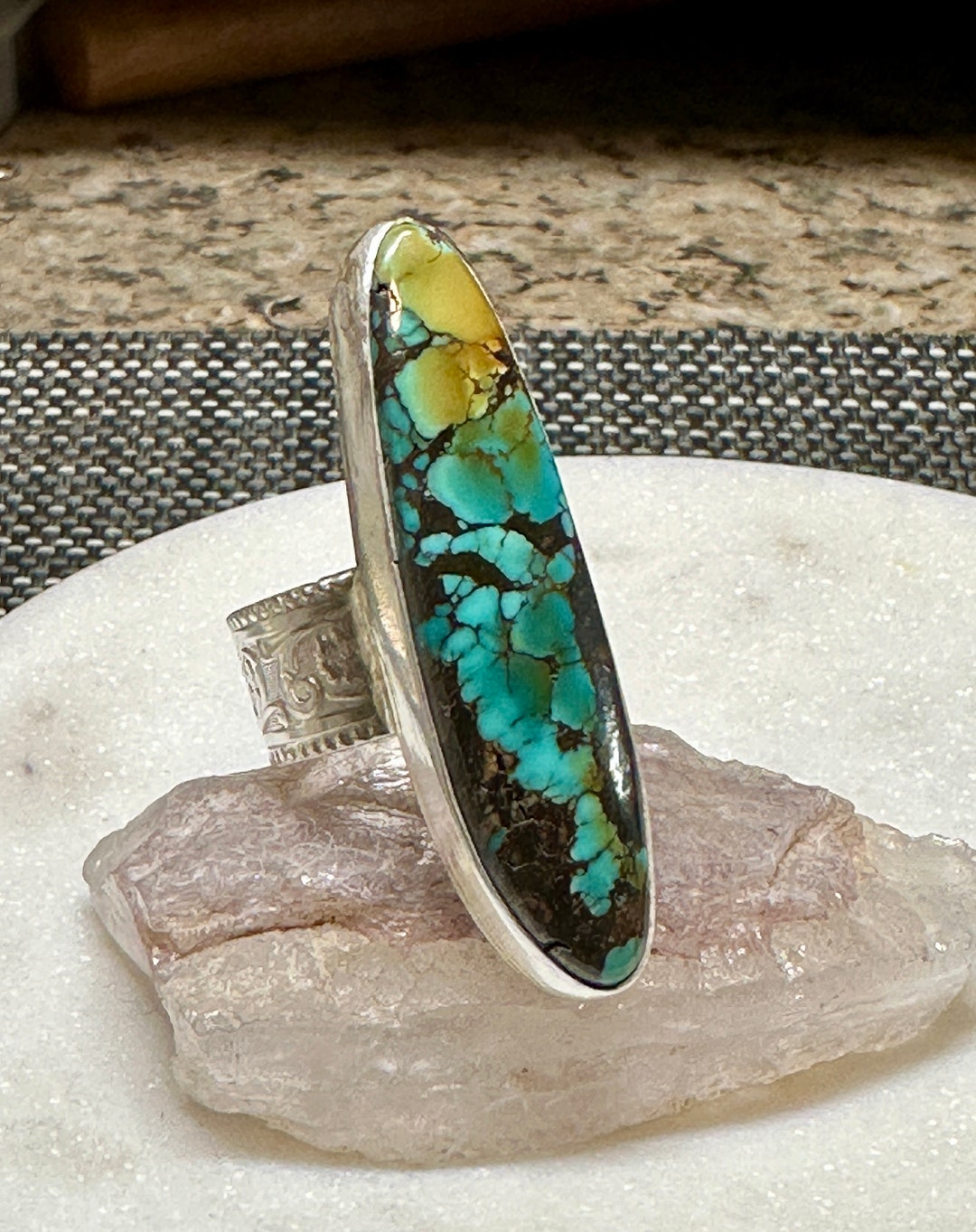 Long Unique Turquoise Ring - Etsy