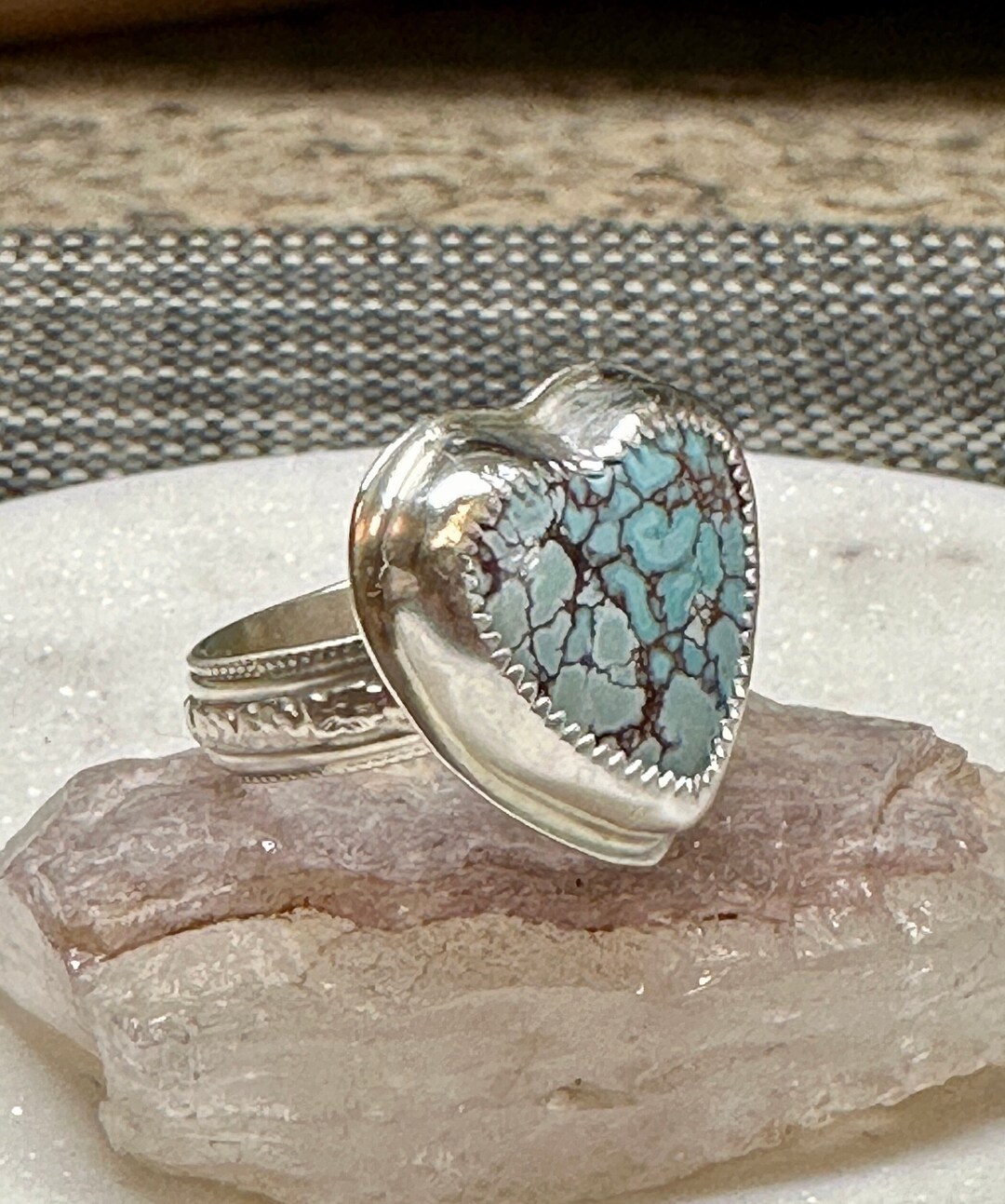 Heart Shaped Gobi Turquoise Ring - Etsy