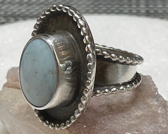 Vintage Rare DRY CREEK TURQUOISE Clasp Light Cream Blue Sterling