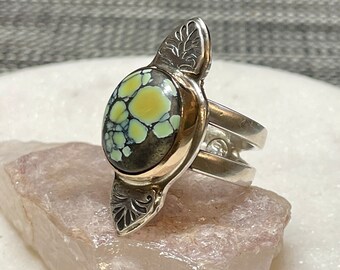 Unique Green Turquoise Ring