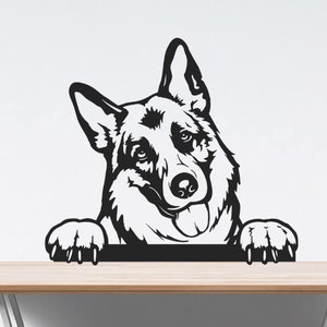 German shepherd svg, dog svg, GSD, dog face, head, smiling, peeking, police dog, download, portrait, pet, cricut, clipart, png, vector, dxf