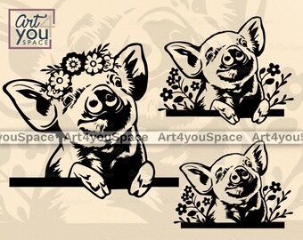 Download Floral Pig Svg Etsy