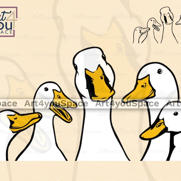 Fichiers Svg de canards pour Cricut, téléchargement de clipart tête de canard drôle, création de logo de ferme, animal, volaille image vectorielle, art imprimable Png, Dxf