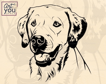 Labrador svg files for Cricut, dog clipart yellow lab breed vector, cute face head dxf Silhouette cameo, printable png download shirt svg