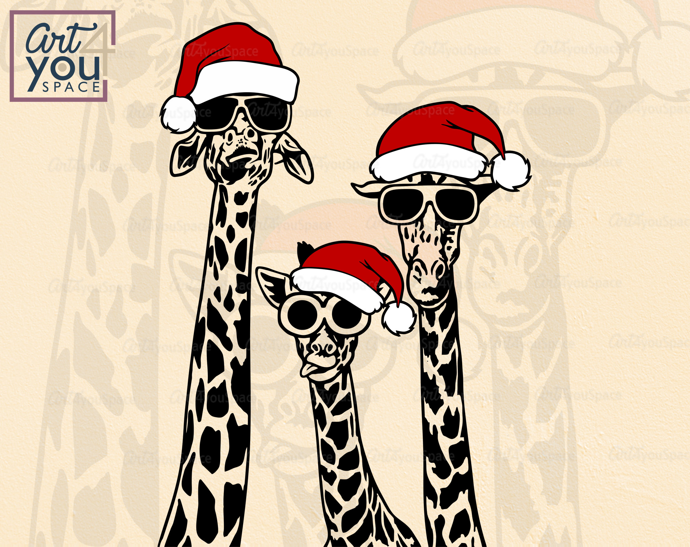 キリンSVG、メガネをかけた面白いキリン、アフリカのサファリ動物、頭