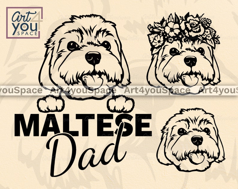 Download Maltese svg dog svg cricut Cute Pet Face vector Head | Etsy