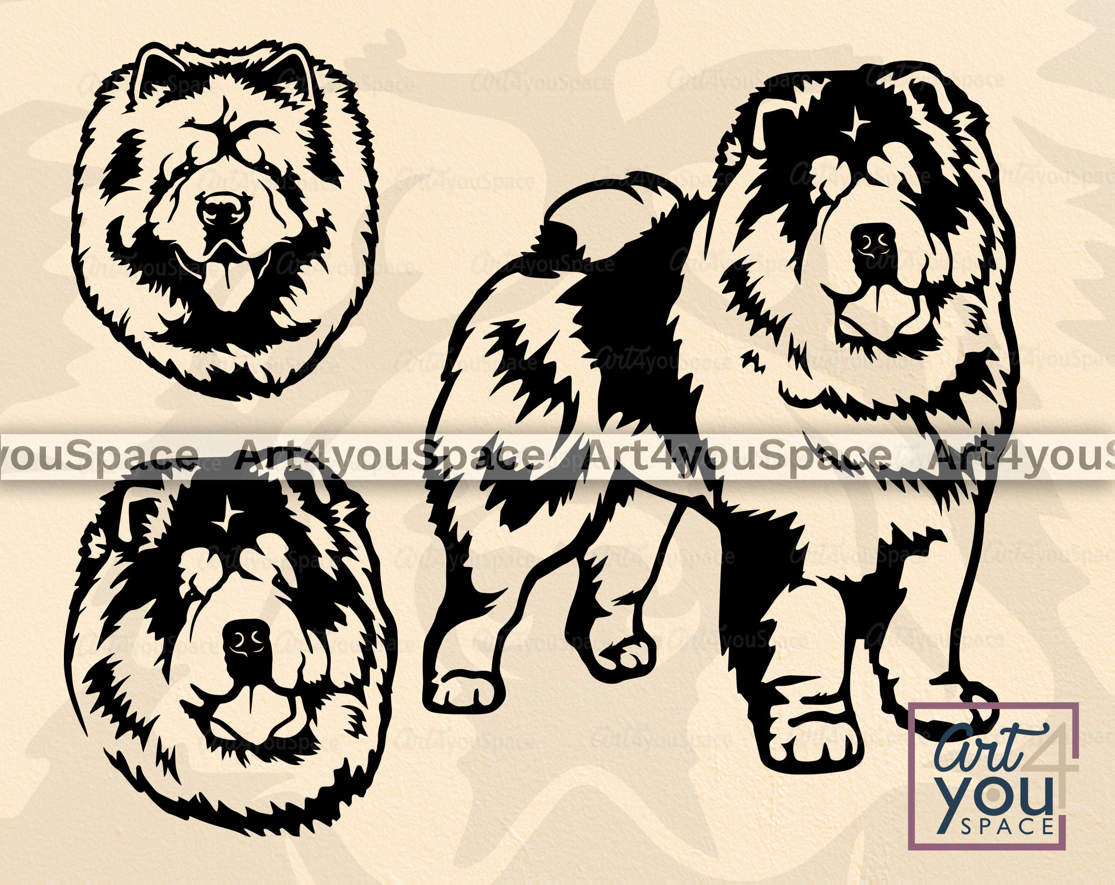 Chow Chow clipart dog svg file for Cricut Head Face body | Etsy